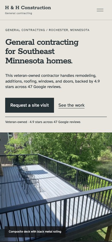 The new homepage on a phone