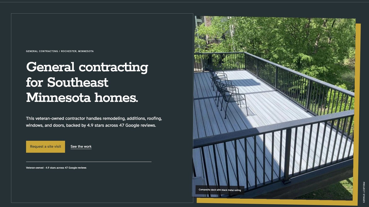 The opening section of the new homepage