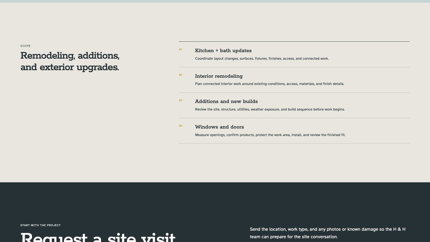 The service section of the new homepage