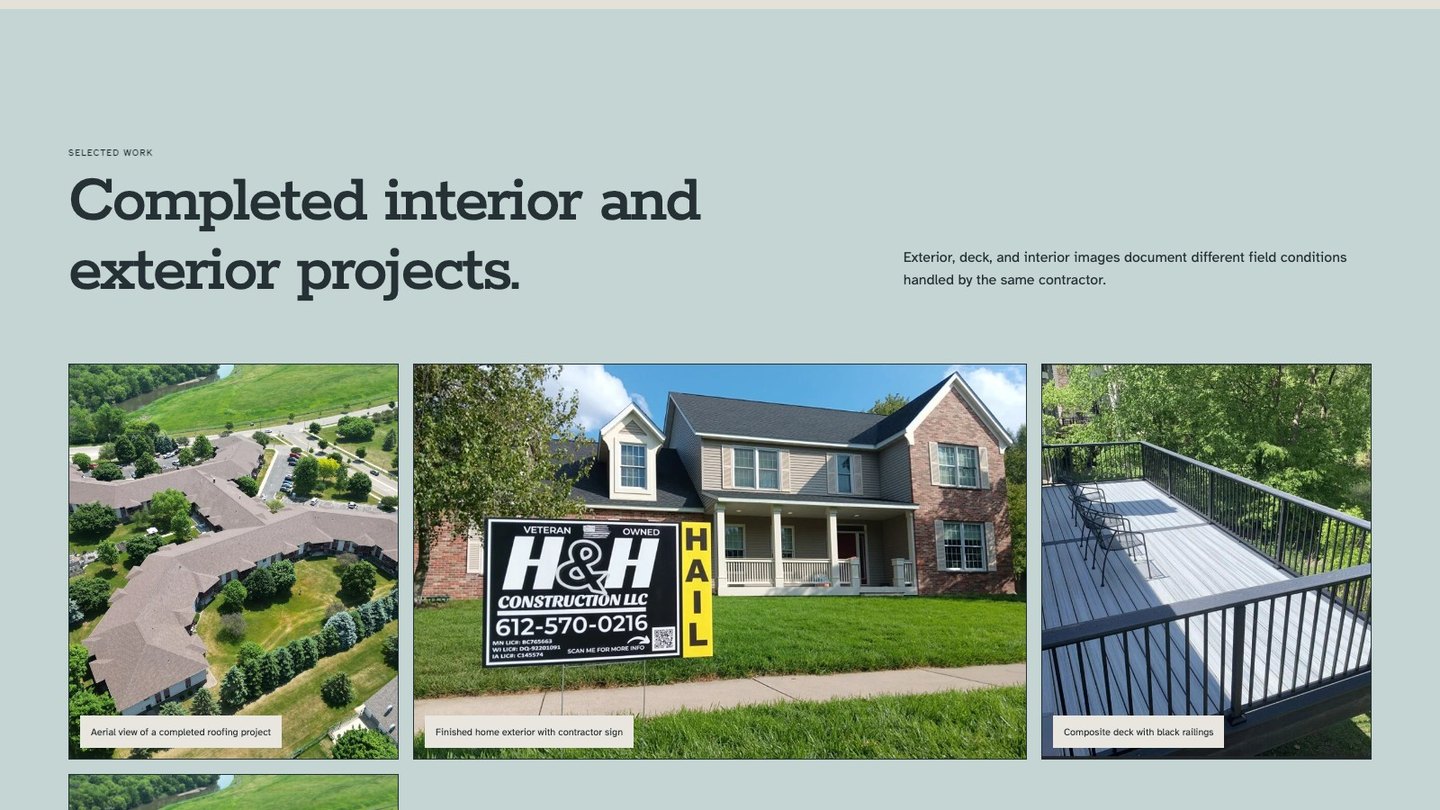 The project section of the new homepage